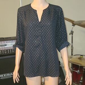 Faded glory Black glitter dot quarter length blouse